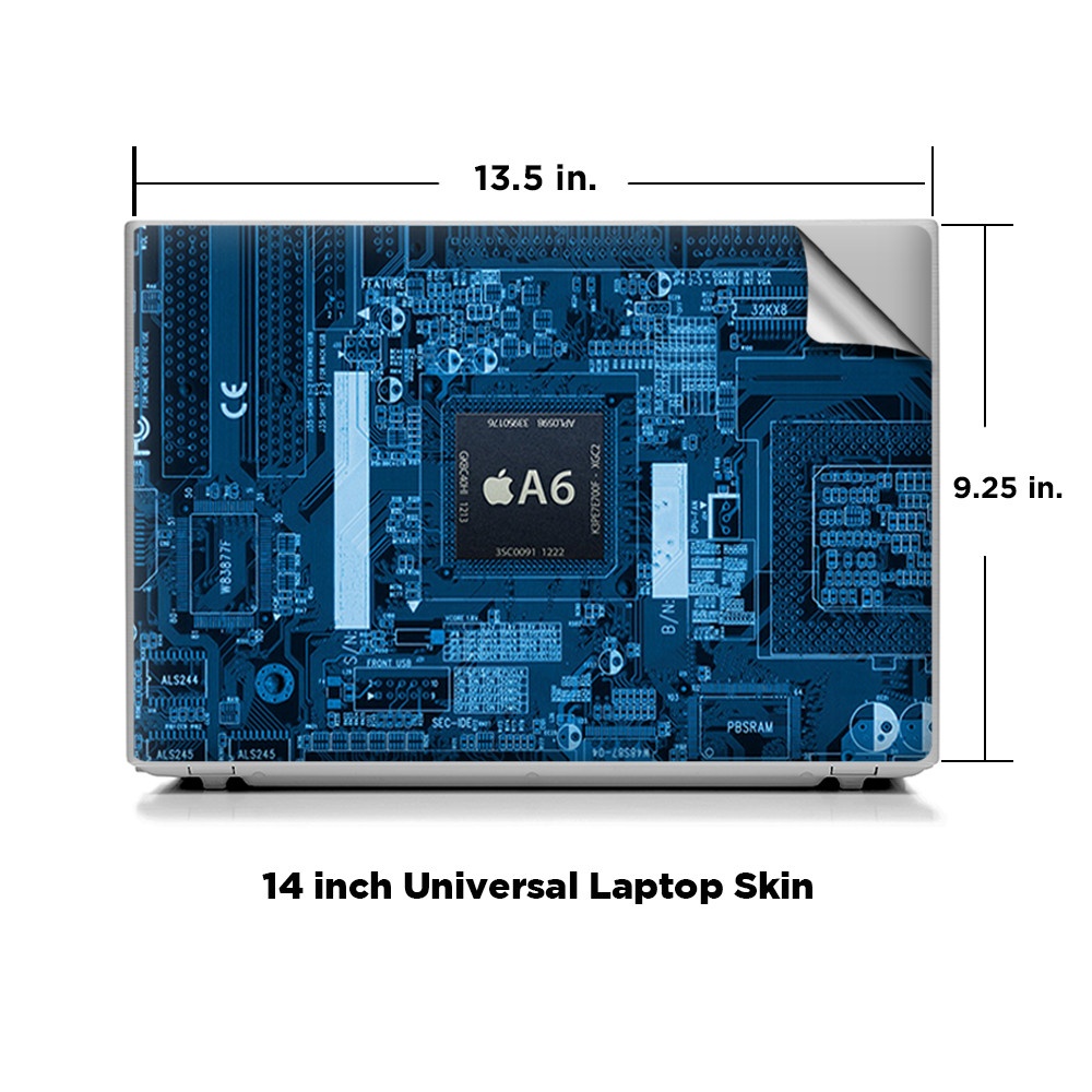 Universal Laptop Skins Wrap for 14" - circuit2 blue