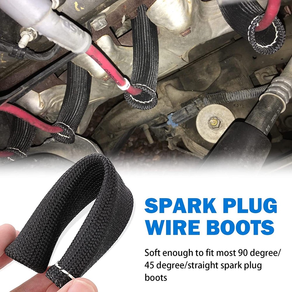 8Pcs Spark Plug Wire Boots Protector Sleeve Heat Shield Cover Insulation Wrap