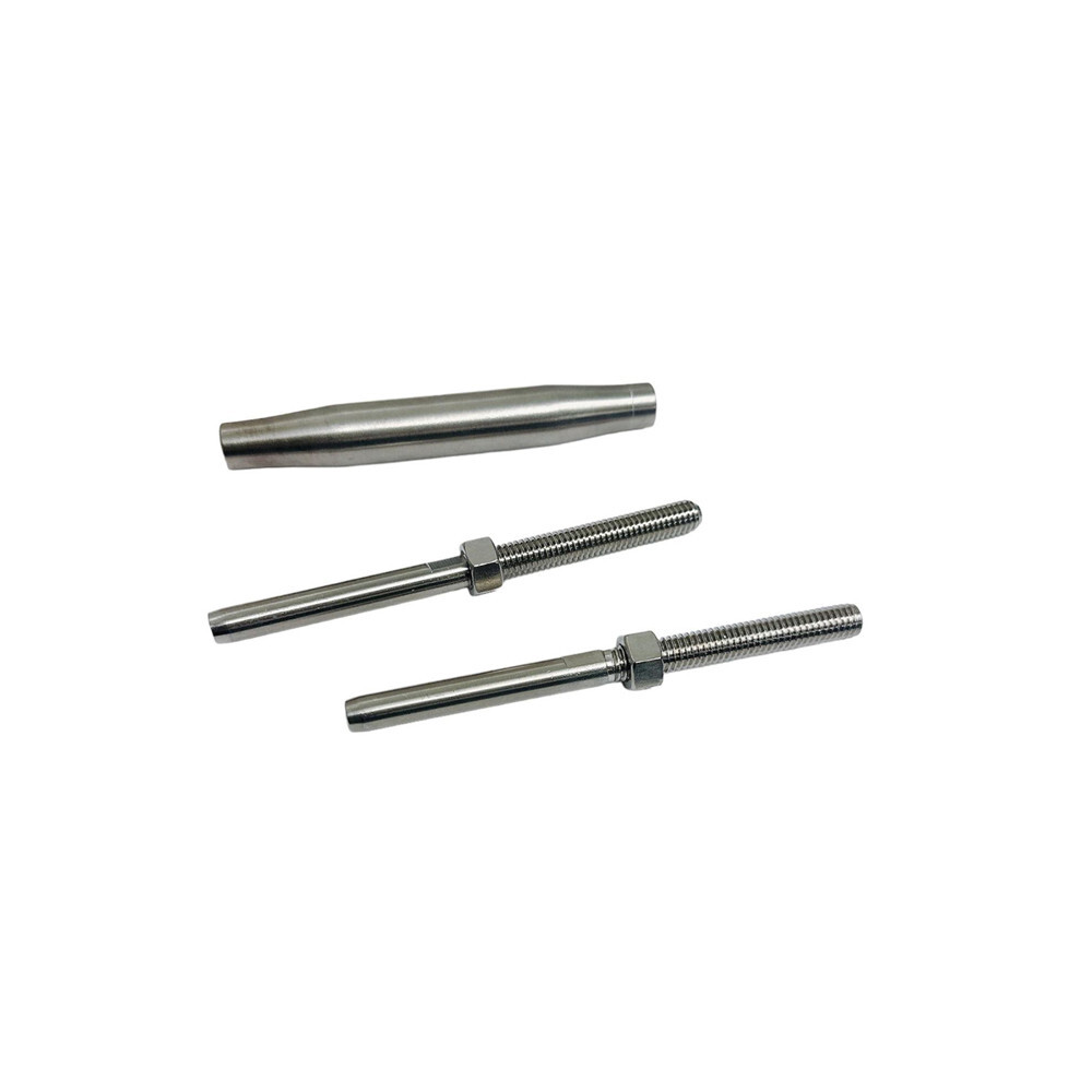 5/16" Thread Swage Stud & Stud Pipe Turnbuckle 1/4" Cable Stainless Steel 4 PC