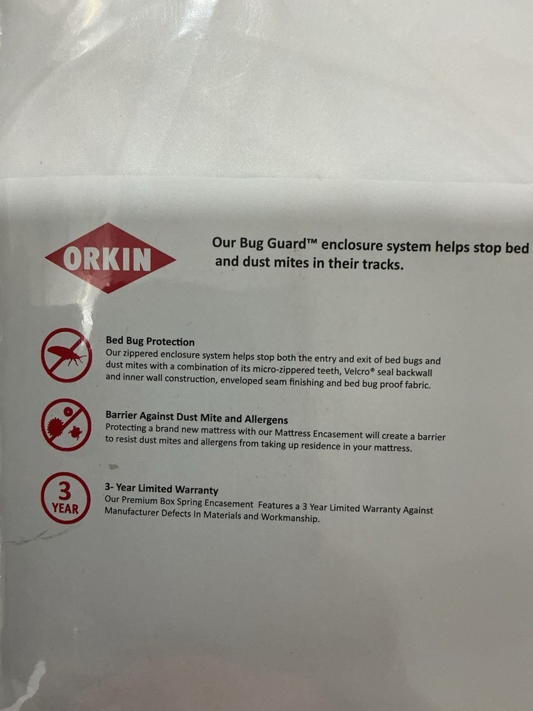 Orkin Bug Guard Zippered Enclosure System Bed Bug Proof Fabric Full Size New