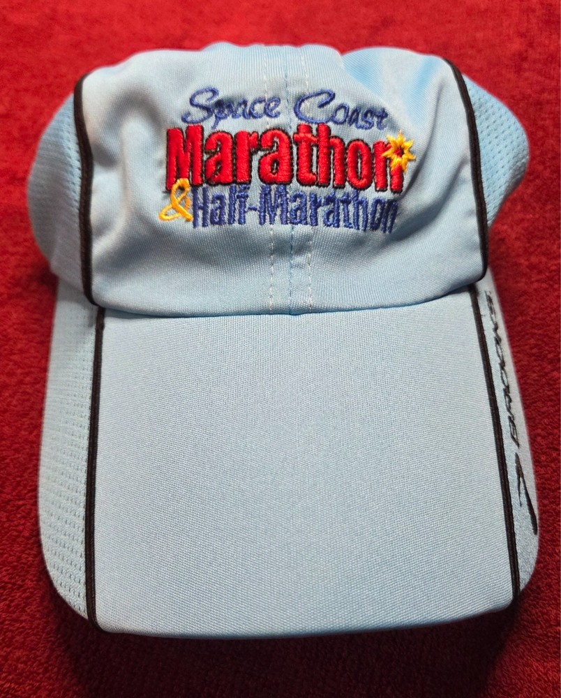 Brooks Space Coast Marathon Running Lightweight Packable Hat Adjustable Cap Blue