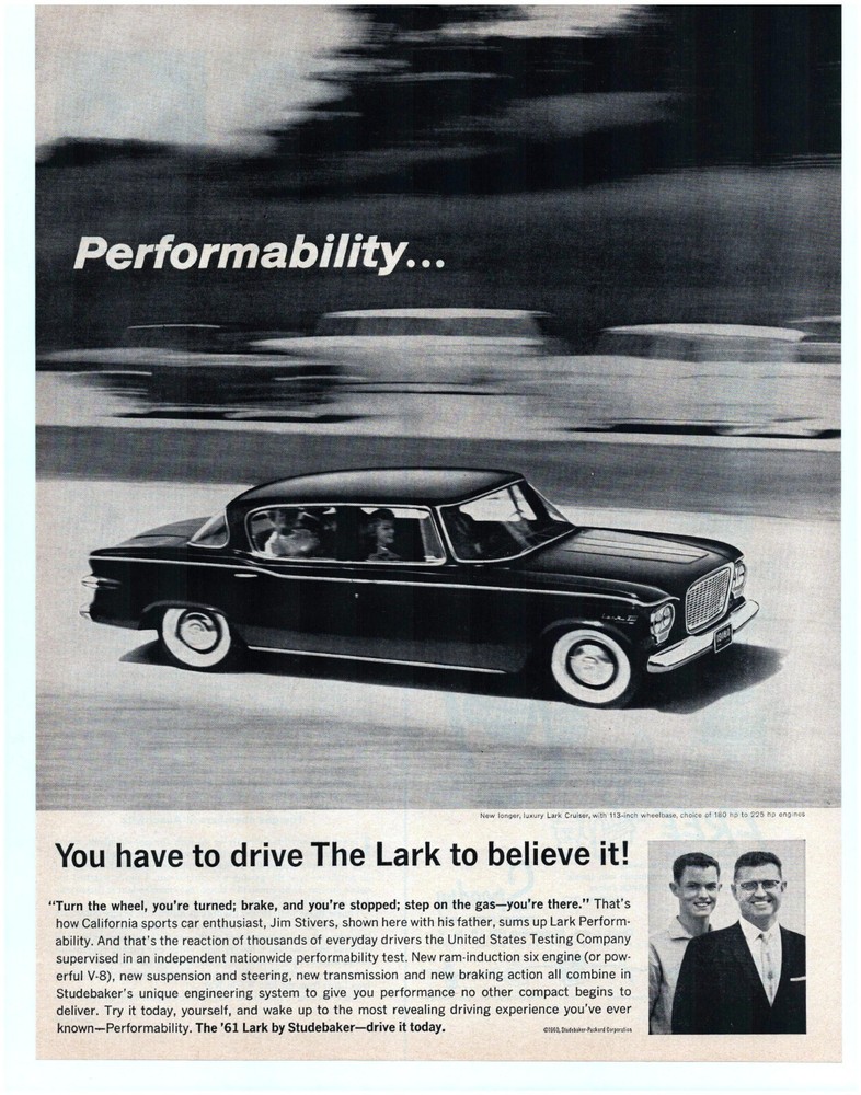 Studebaker Lark 1961 Full Page Print Ad - 10.5 x 13.5