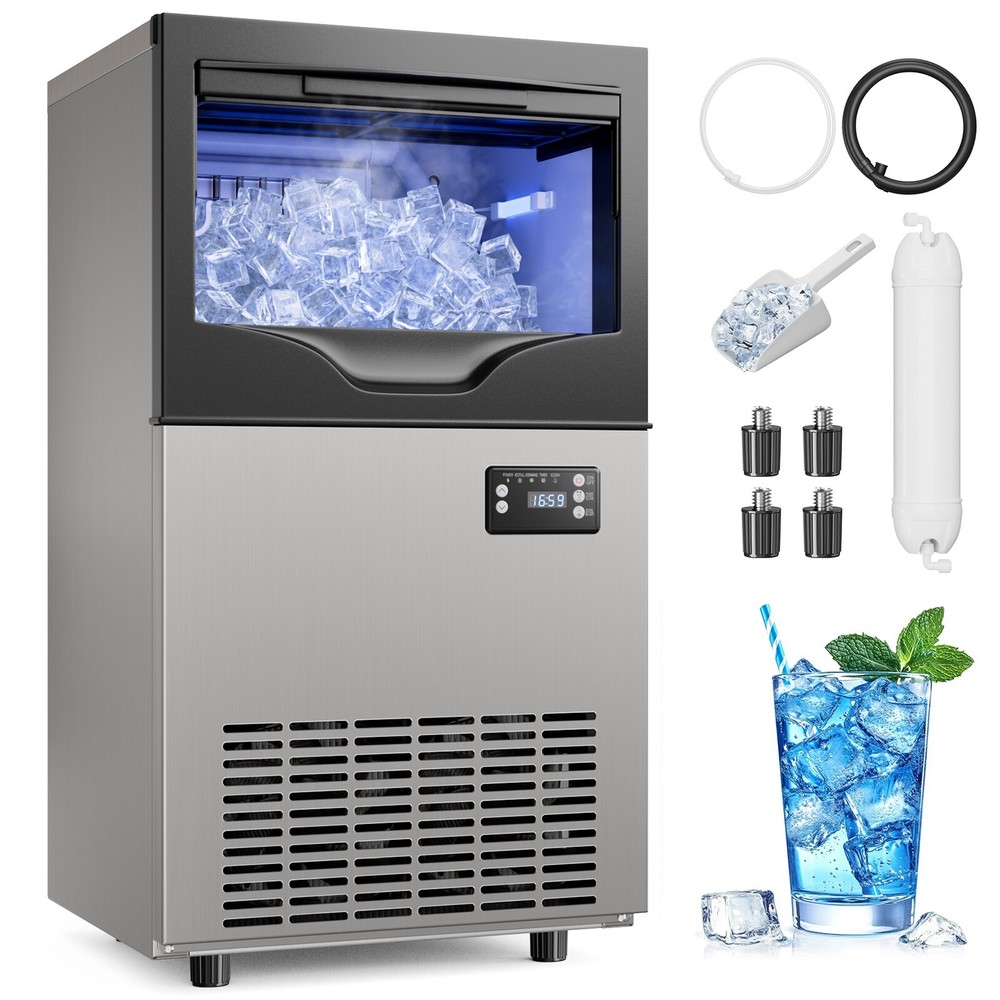 100LBS/24H Undercounter Commercial Ice Maker Machine with 3 Ice Thickness Mode