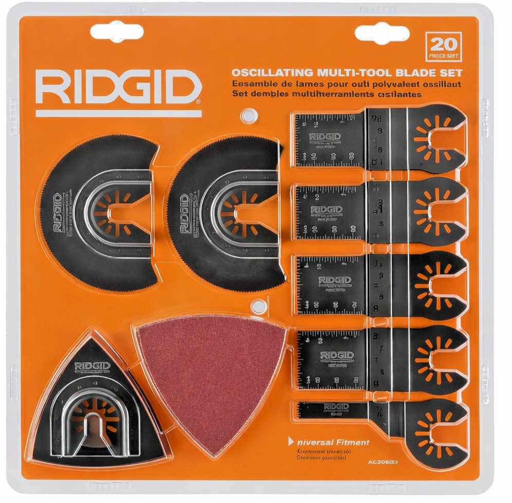 Ridgid 20-Piece Multi-Tool Blade Set Accessory Kit Oscillating Tool Blades NEW