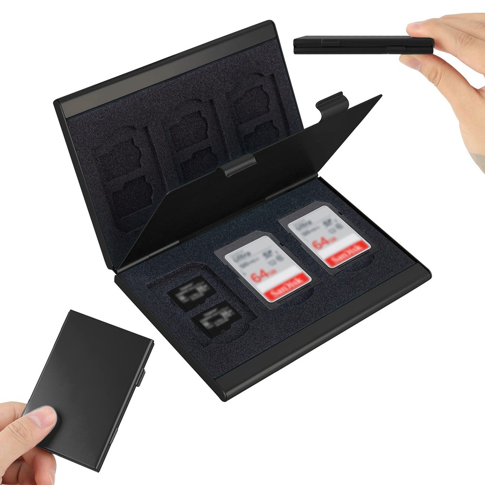 SD , SD Card Case,CF Memory Case Aluminum Alloy Hard Shell, Double-Layer Capa...