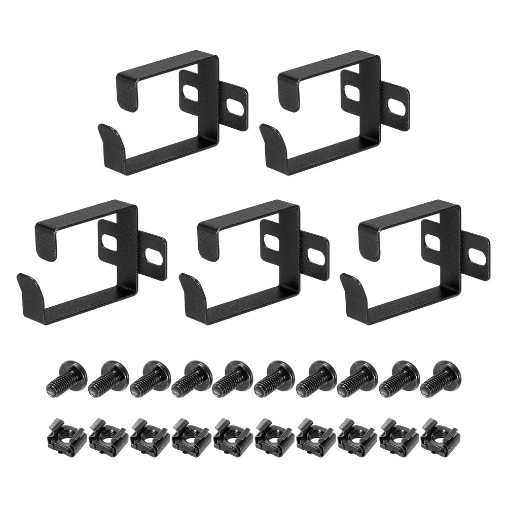 5 Set Network Server Rack Management Ring Cable Wire Cord Organizer Metal Black