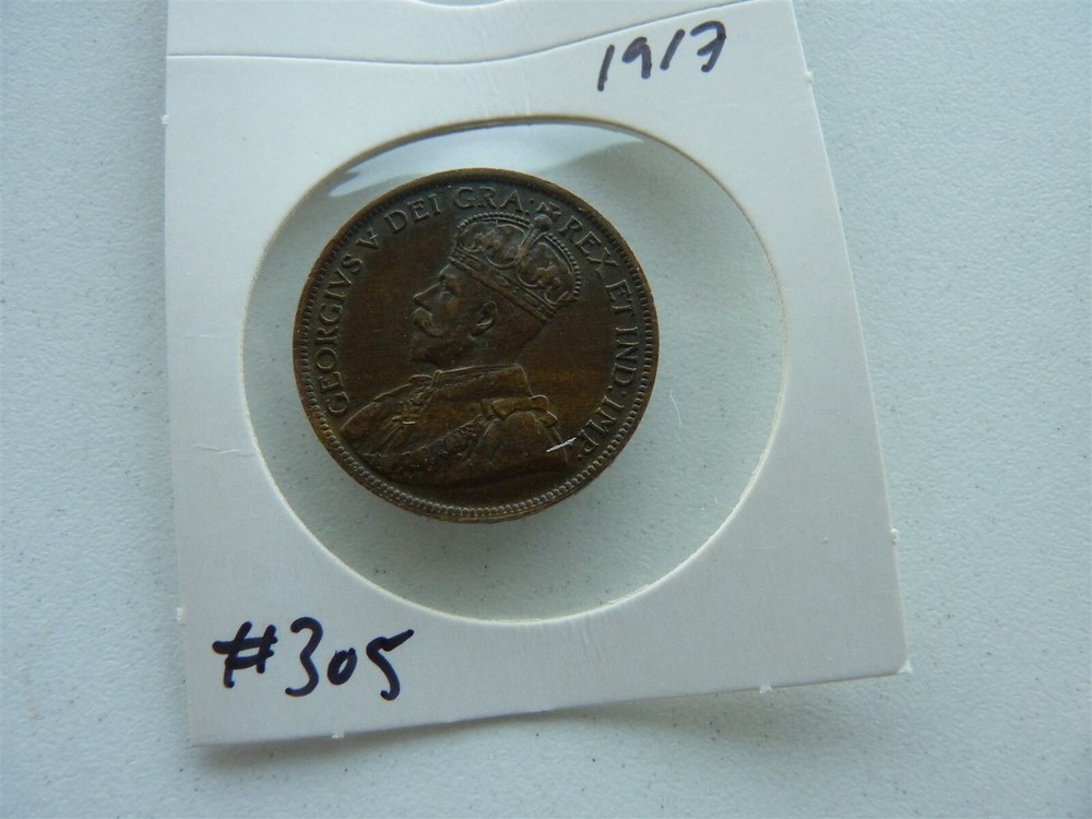 CANADA VINTAGE LARGE CENT 1917 HIGH GRADE RED TRACE NO305