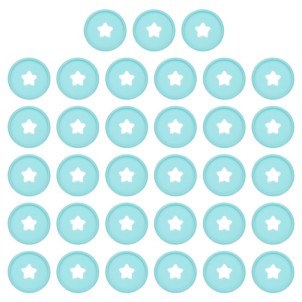 35mm Plastic Book Binding Discs, 33 Pack Expansion Discs Star, Light Blue