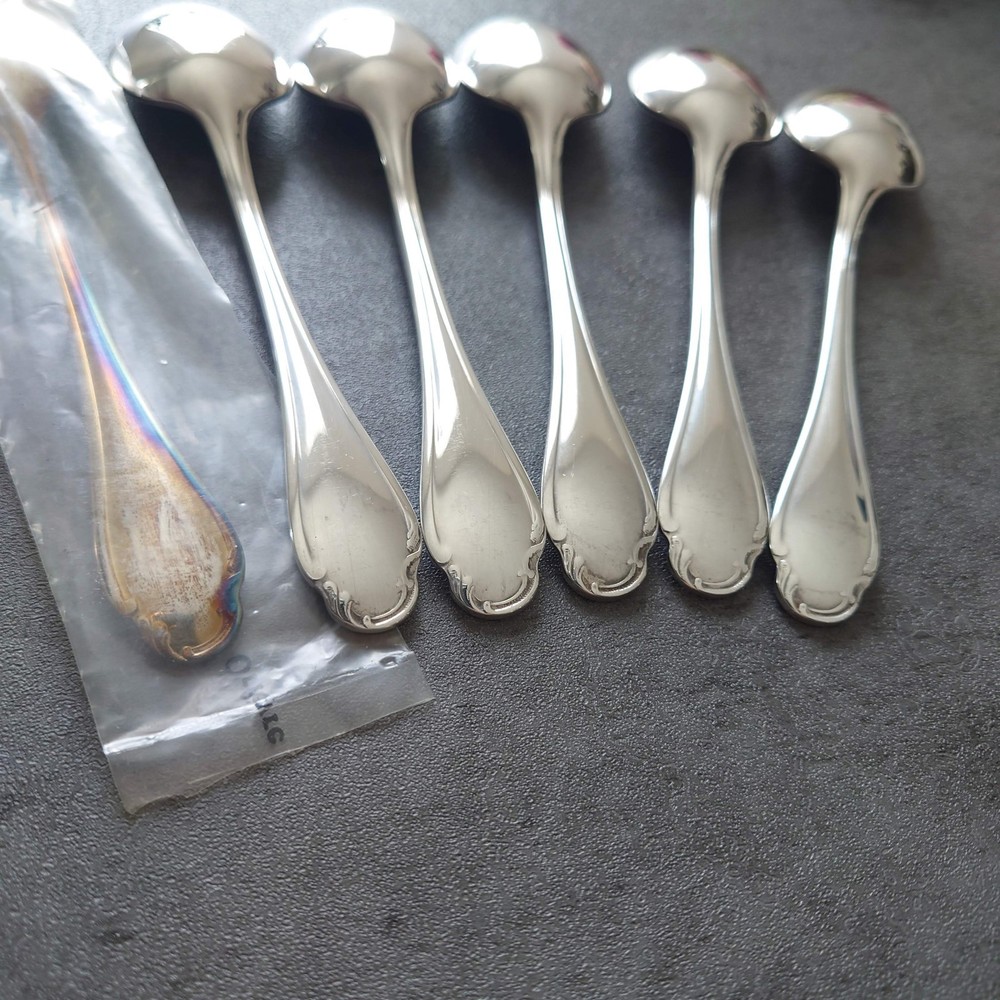 Christofle Pompadour 6pcs Silverplate Flatware Coffee Spoon Excellent