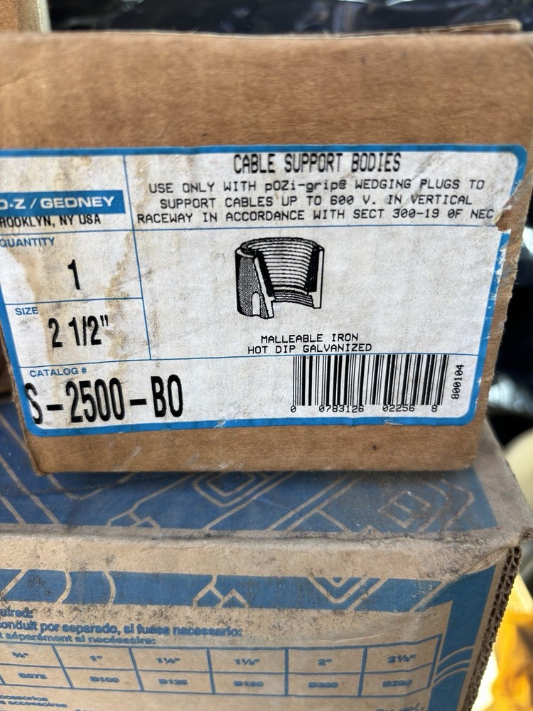 OZ / GEDNEY S-2500-BO Cable and Wire Cable Support Body 2-1/2"