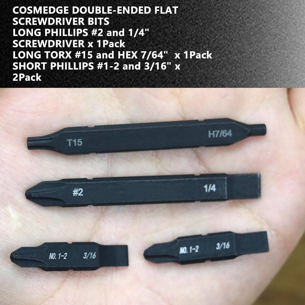 4Pack Replacement Flat Bit Kit for Leatherman,Two-Sided Screwdriver Bit- Long Ph