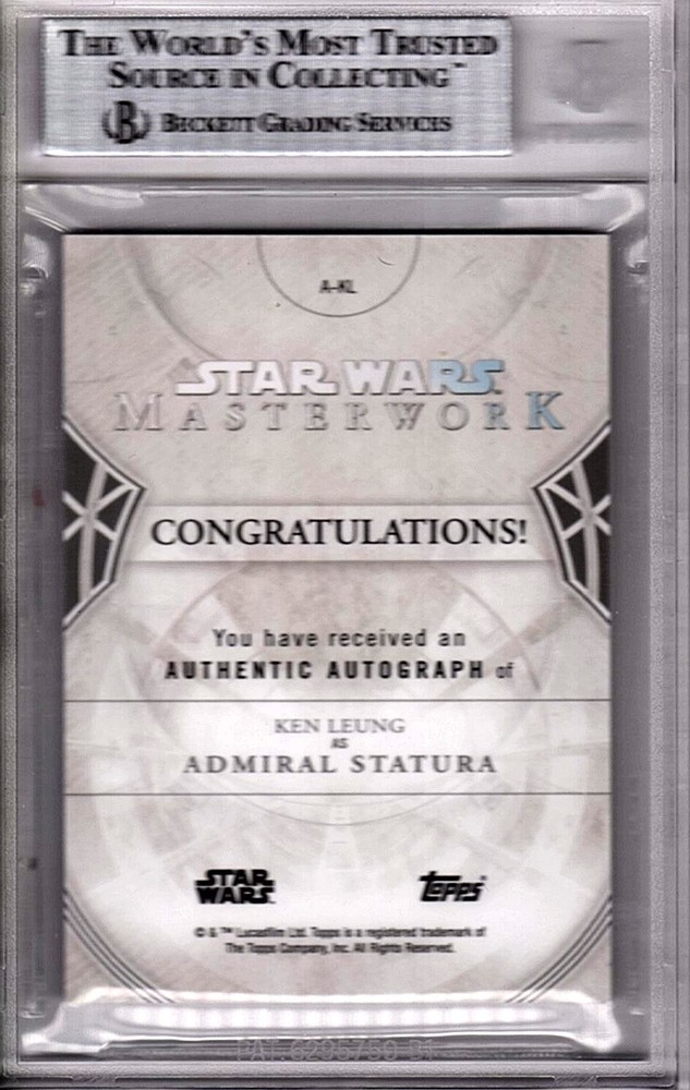 2018 Star Wars Masterwork KEN LEUNG "ADM. STATURA" Signed Card BAS Slabbed
