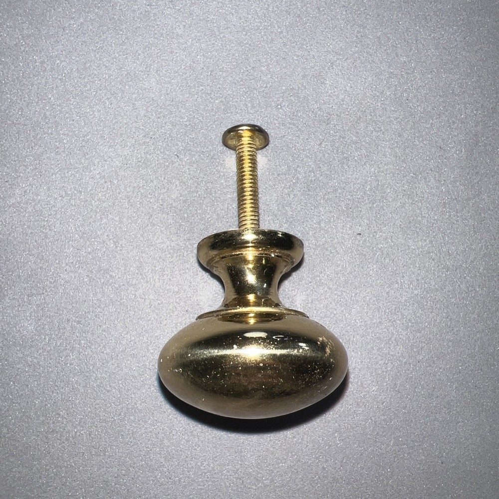 Vintage Drawer Cabinet Pulls Heavy Solid Brass Gold Tone Knobs Mushroom