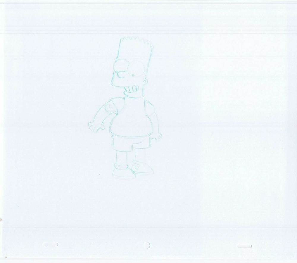 Simpsons Bart 1 Original Art Animation Production Pencils Rough Comp Soft Blue