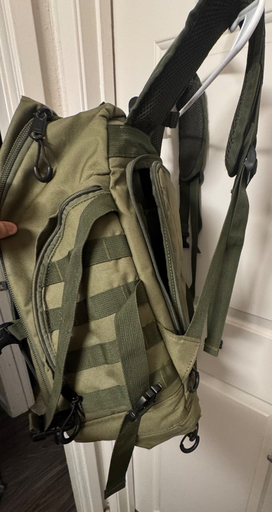 "Bear Komplex" Durable Tactical (Green) Backpack, 1 broken zipper, 4+ pockets