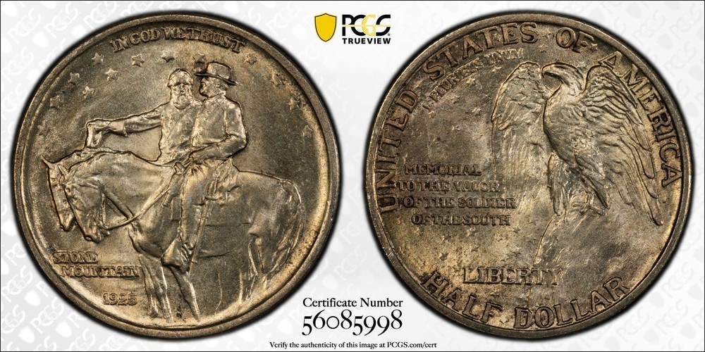 1925 STONE MOUNTAIN PCGS MS65 SILVER COMMEMORATIVE HALF DOLLAR - Strong Luster