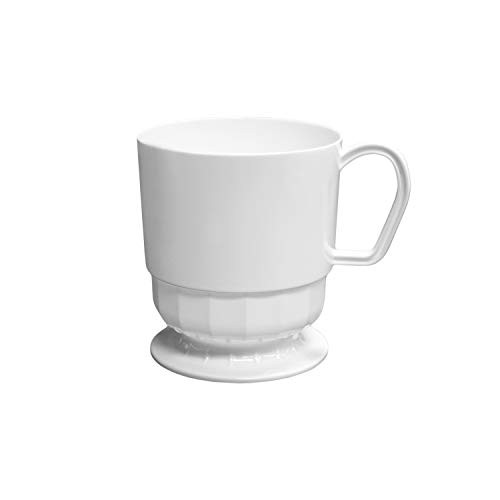 8-Ounce Hard Plastic Coffee Cup/Tea Mug with Handle 20-Count Deluxe White