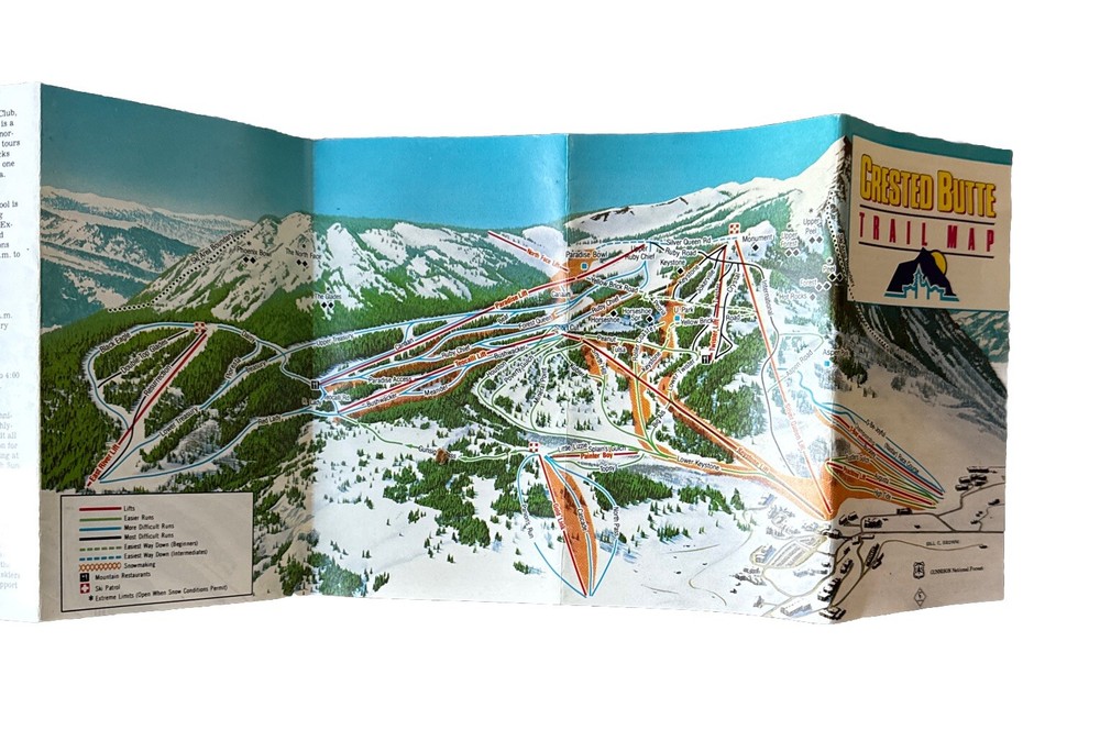 Crested Butte Ski Area Vintage Trail Map