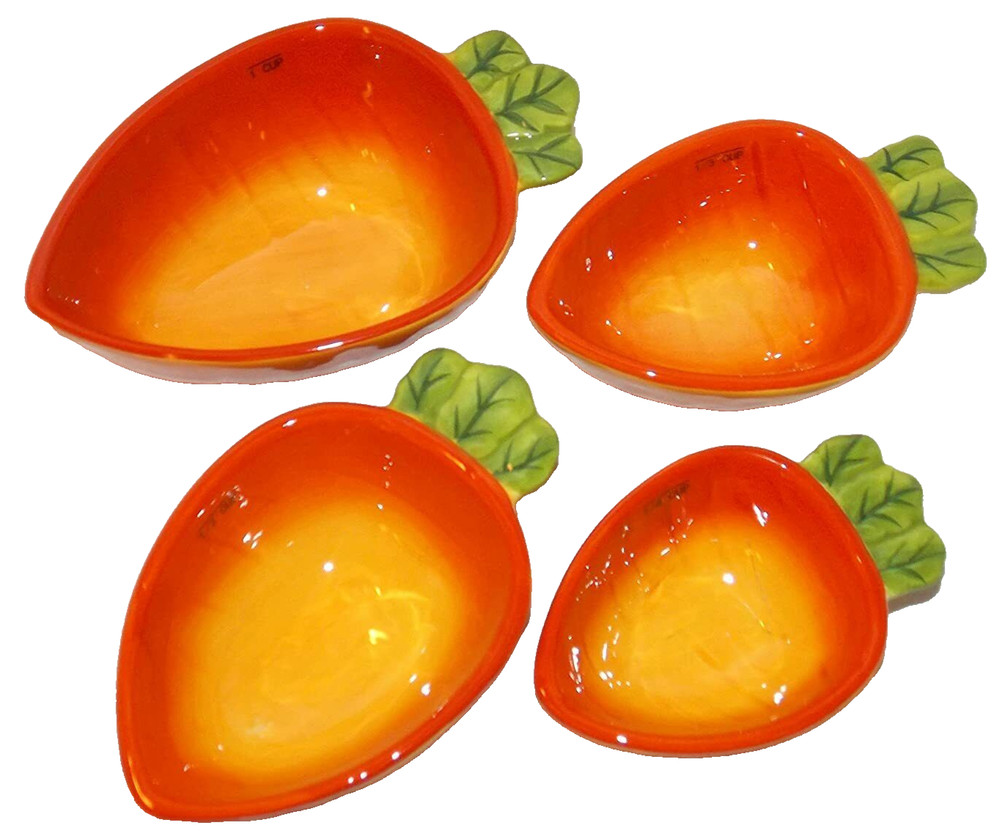 Gardeners Eden 4-PC SET Ceramic Easter Orange Carrot Nesting Measuring Cups