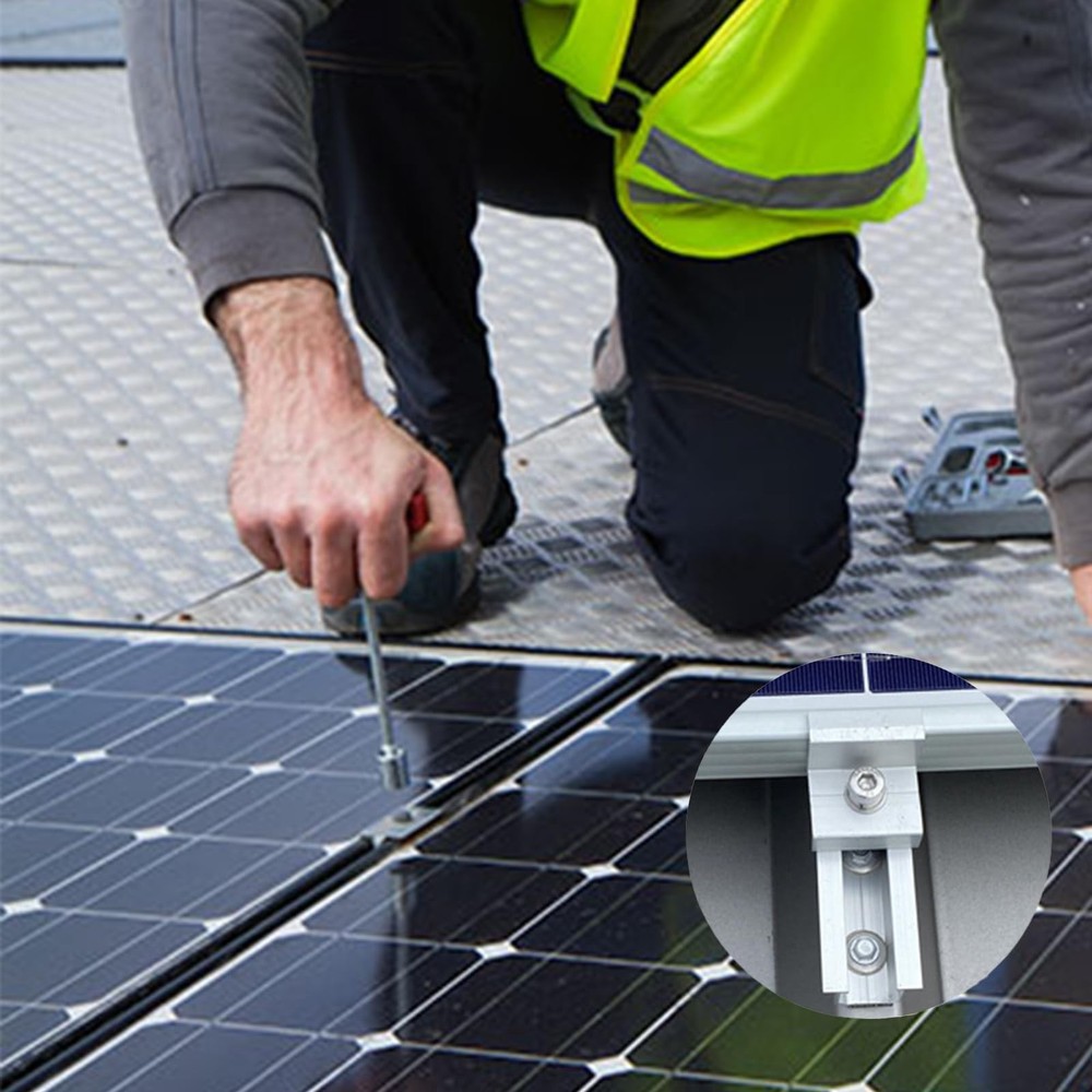 Solar Panel Bracket Kit, 12 Pcs Aluminium Mounting Rail 120mm, Solar Panel Mo...