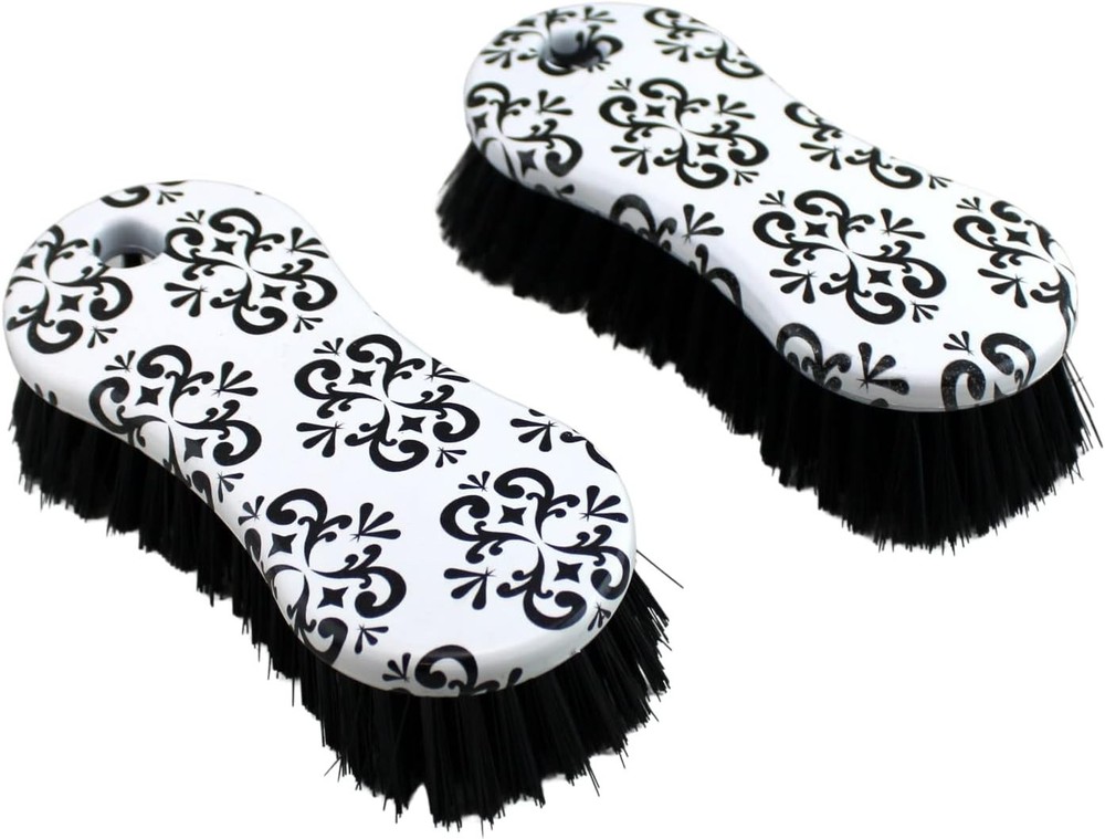 2 Pack Multi-Purpose Scrub Brush with Printed Design – Heavy Duty Cleaning Tool