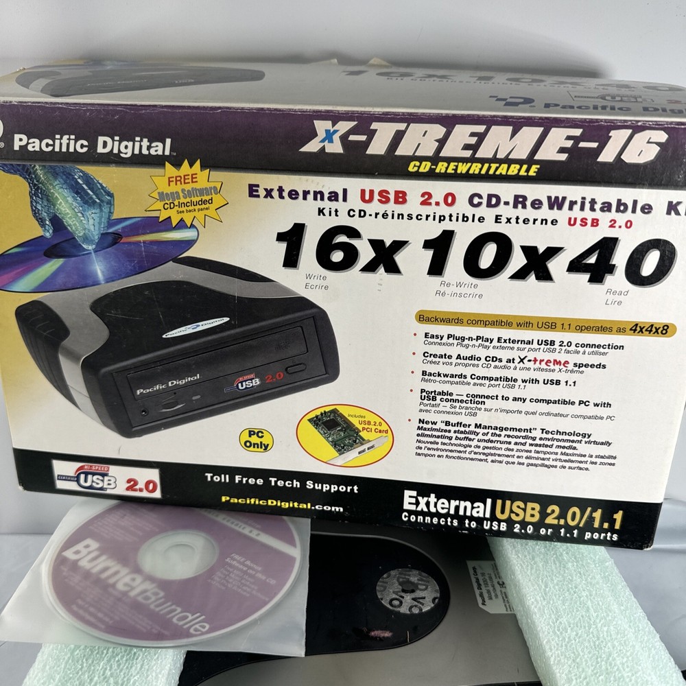 Pacific Digital X-TREME-16 External USB 2.0 Cd Rewritable Kit 16x10x40