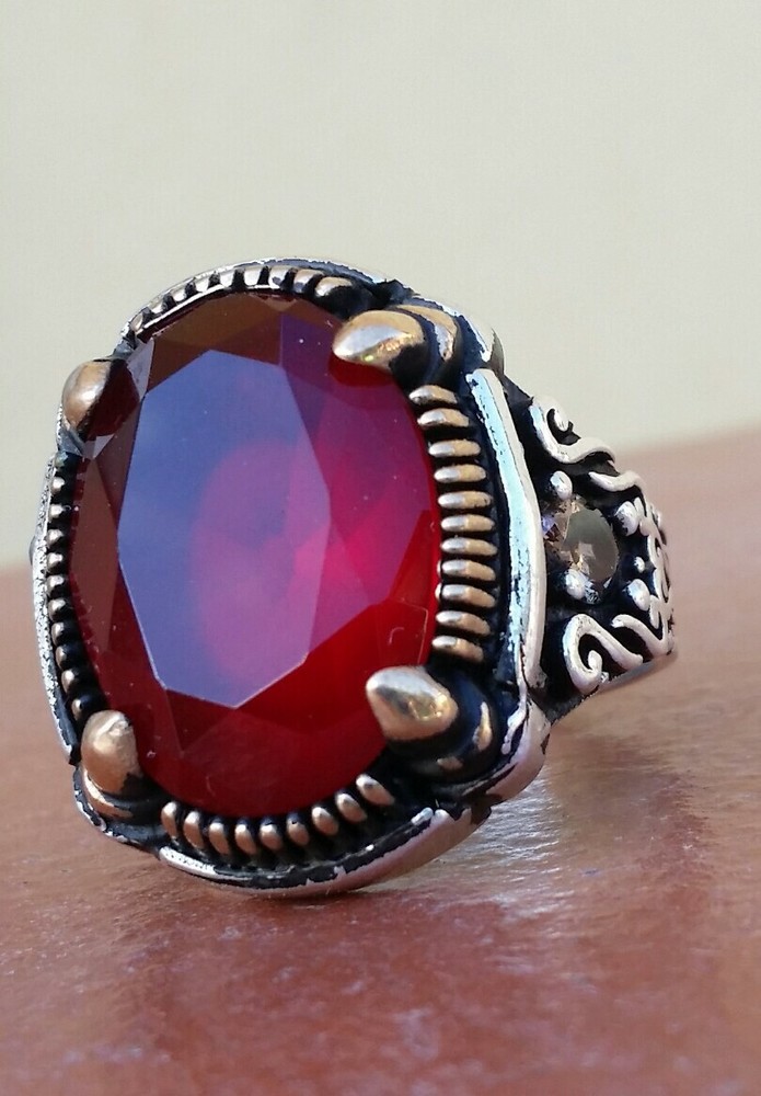 925 MENS SOLITAIRE SPINEL RING RUBY CLAWS