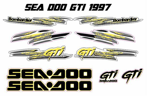 SEADOO GTI 1997 Graphics / Decal / Sticker Kit Grey