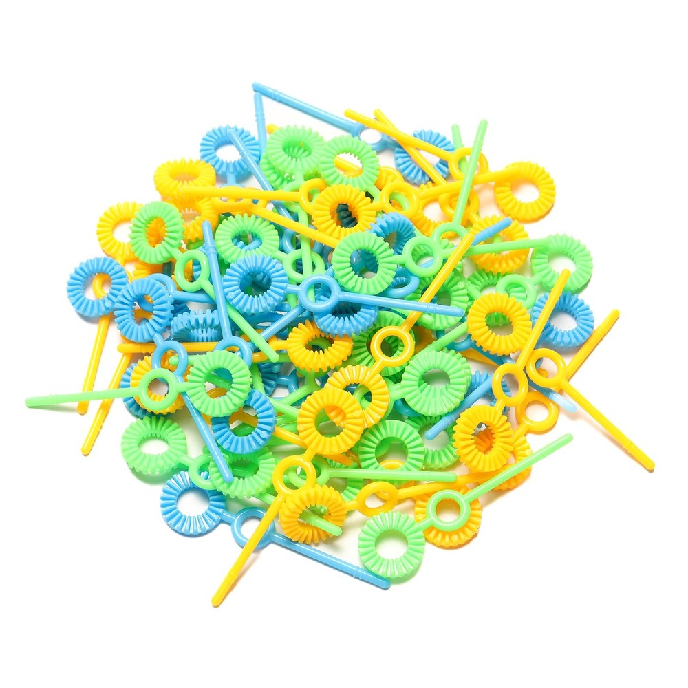 Bubble Makers 50pcs Wands Blowing Tools Small, Blue/Green/Yellow