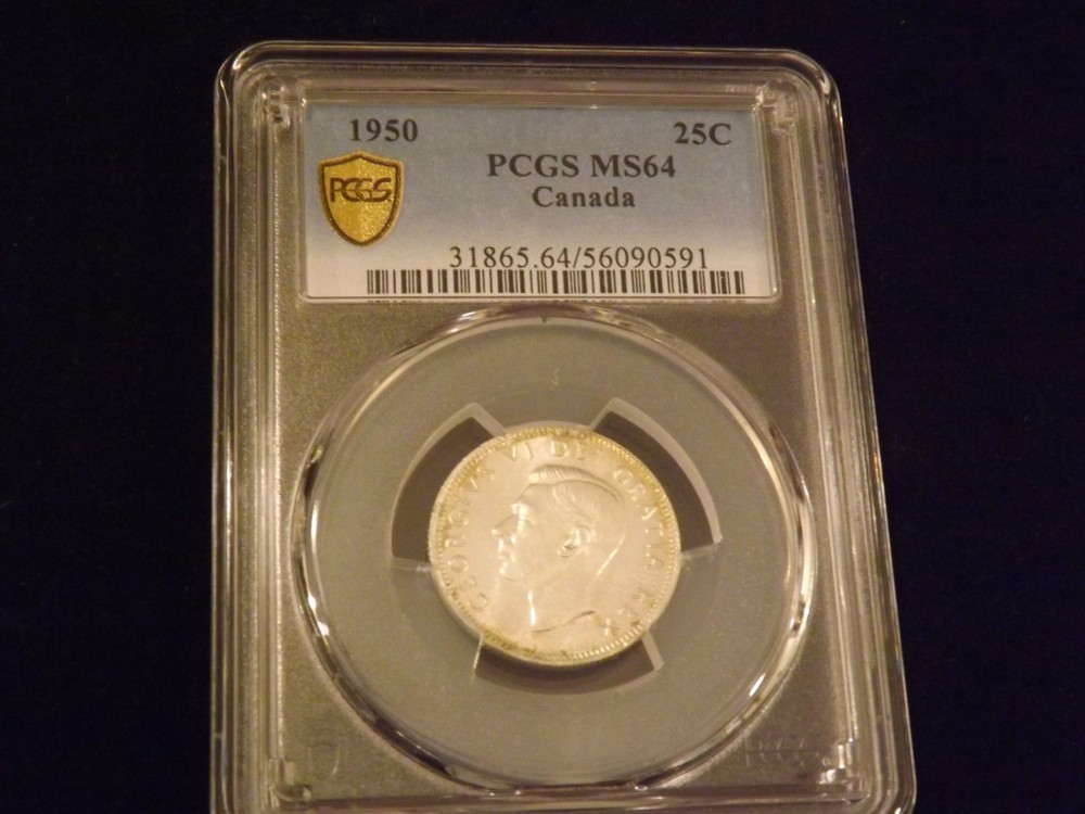 1950  25 C         Canada         SILVER          PCGS   MS 64