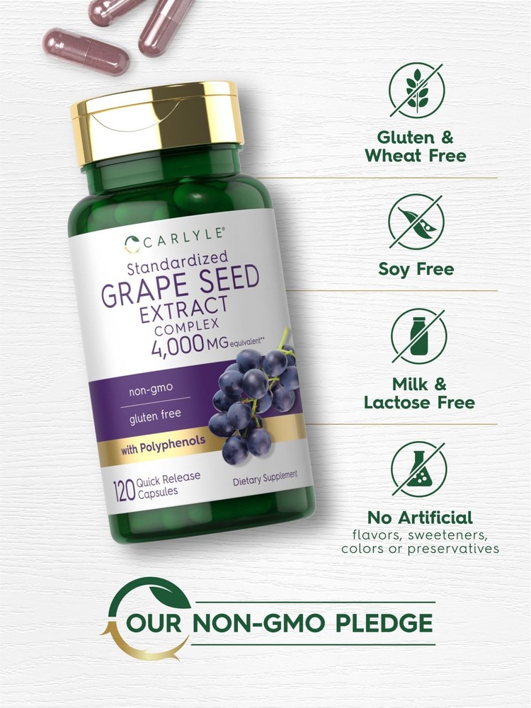Grape Seed Extract Capsules 4,000Mg 120 Count Standardized Extract Complex with