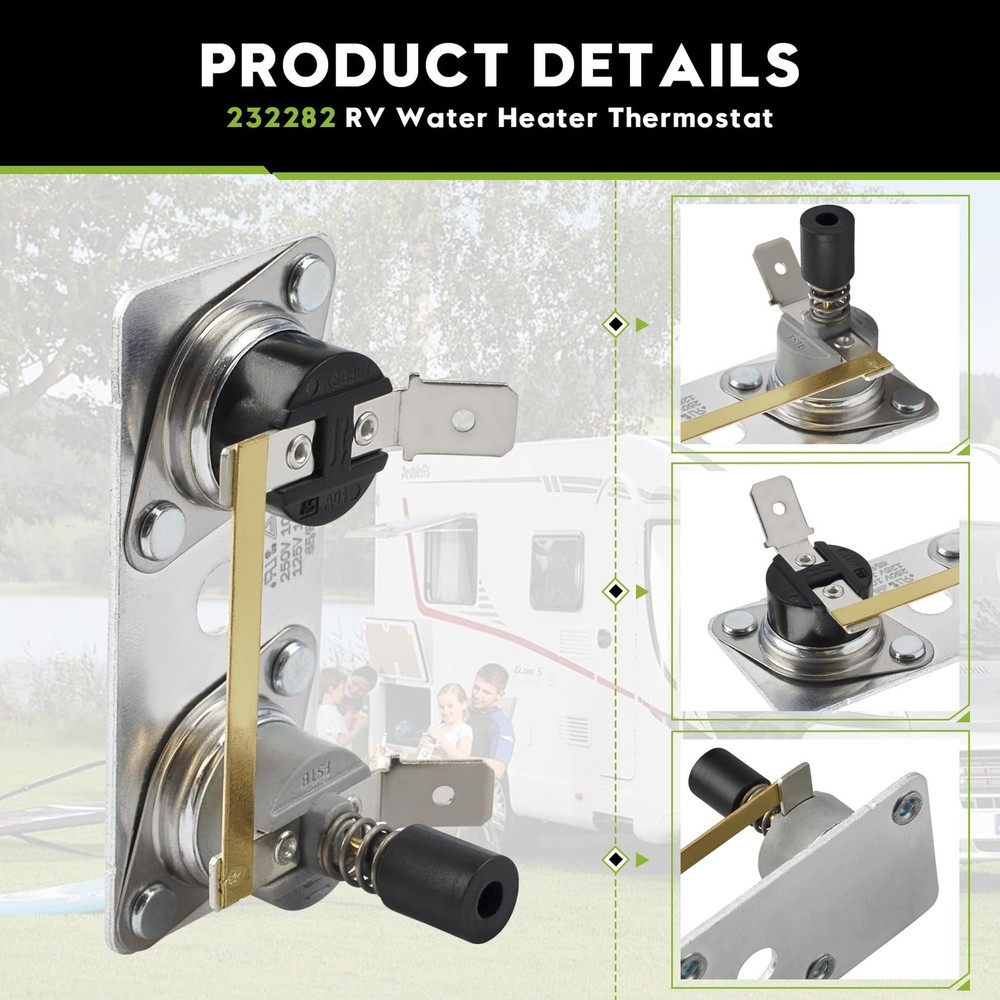 232282 RV Water Heater Thermostat for Suburban, Motorhome RV Silver