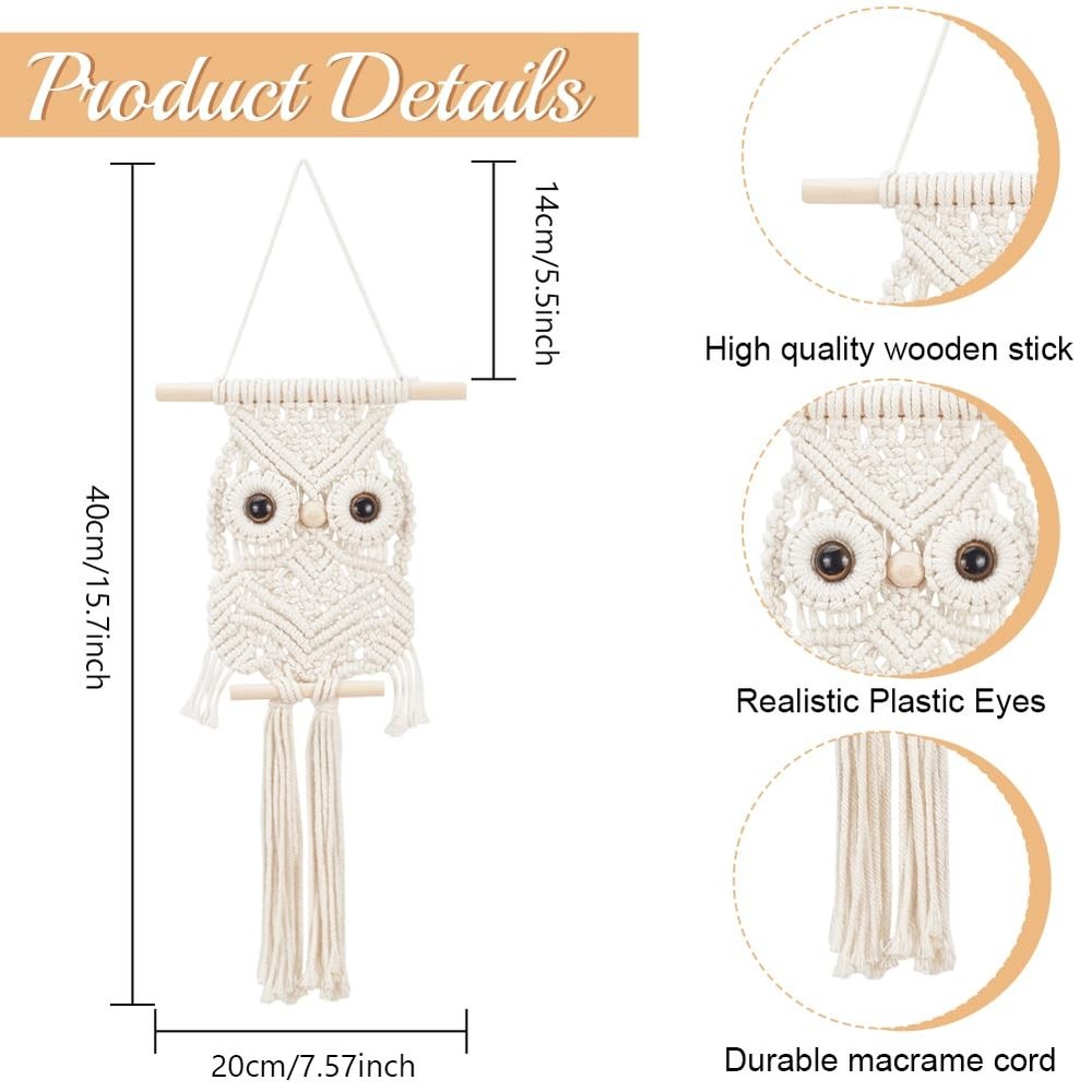 Leisure Arts Macrame Kit for Beginners Owl Macrame Kit DIY Macrame Kit with I...