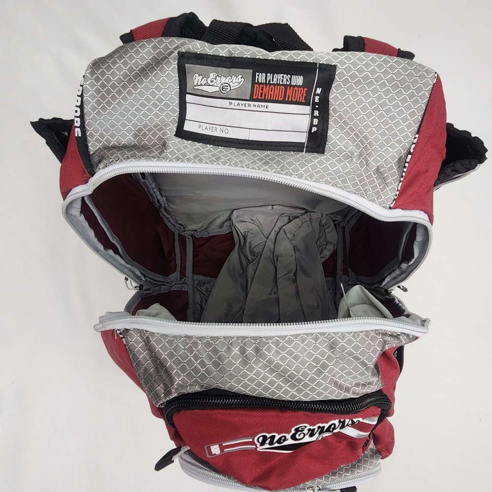 Baseball Softball Coaching Backpack Bat Bag "No Errors" RED New w/ Tags *Read