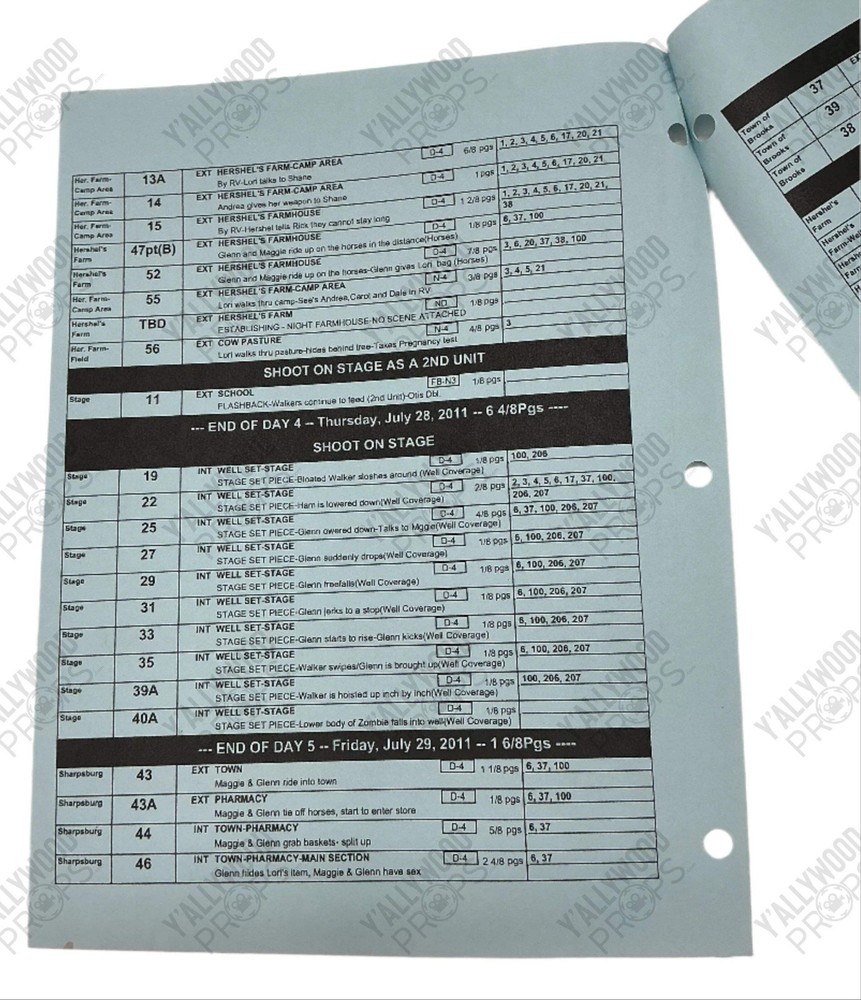 Blue Shooting Schedule S2E5 The Walking Dead
