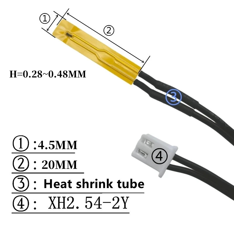 5pcs NTC ultra-thin temperature sensor thin film thermistor probe B3950-10K