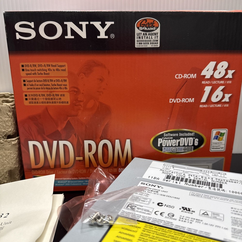Sony Dvd – ROM ddu1632 CD – ROM 48X, DVD – ROM 16 X MICROSOFT WINDOWS XP ￼￼