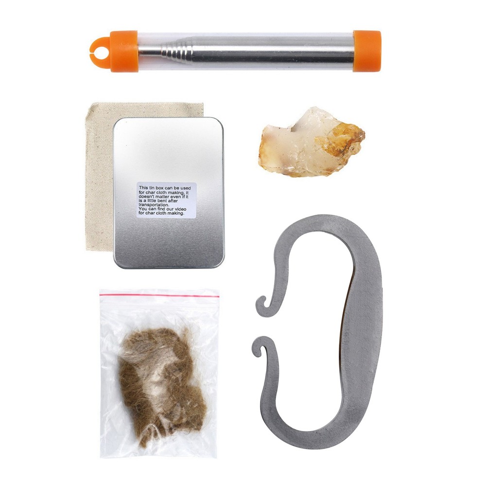 Complete Bushcraft Fire Starting Kit Striker Iron Box for Outdoor Survival