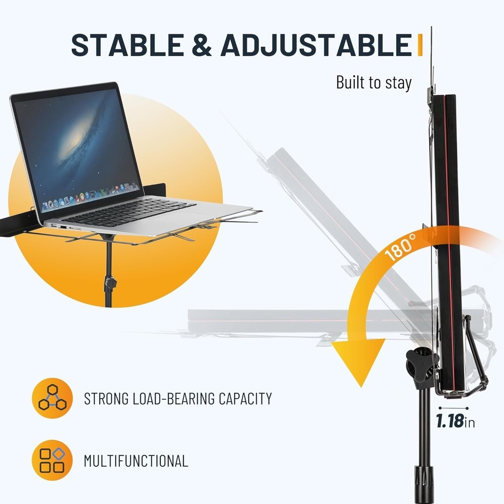 Versatile Folding Music Stand: Desktop & Floor Use - 54.3'' Height Adjustable