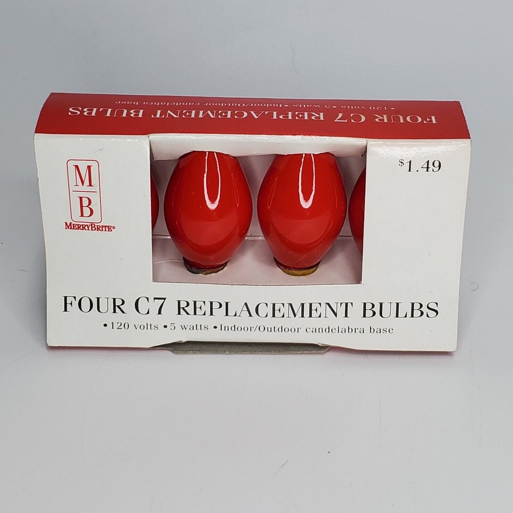Christmas Merry Brite C-7 Red Replacement Bulbs 120 Volts