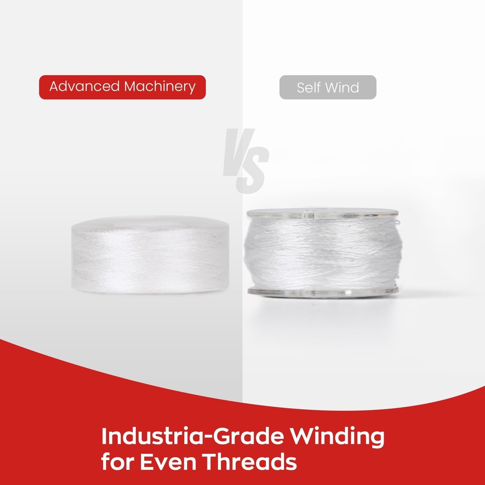 Prewound Bobbins White Sideless 144 PCS Size L SA155 75D/2 Polyester Thread