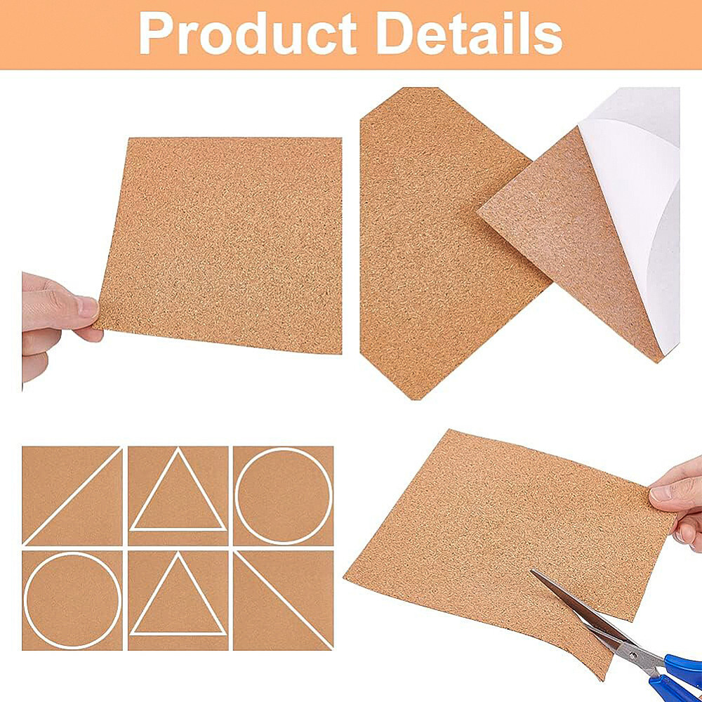 12pcs Cork Insulation Sheets for Coaster with Adhesive Back Wall tion Party