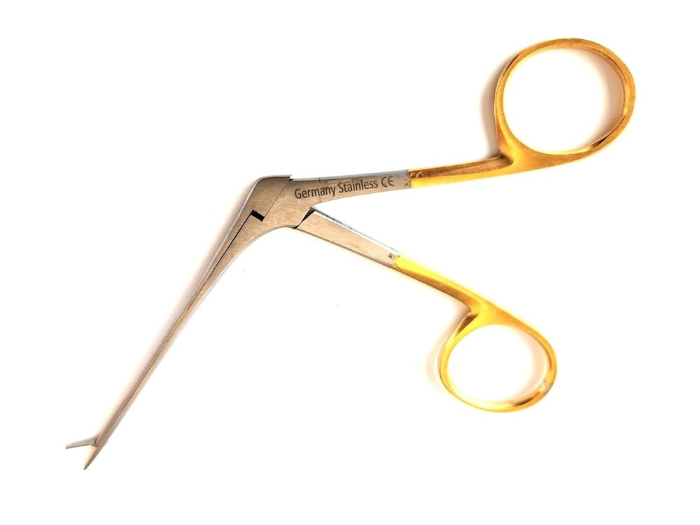 ALLIGATOR MICRO EAR FORCEPS 3.5" SERRATED WITH GOLD HANDLE
