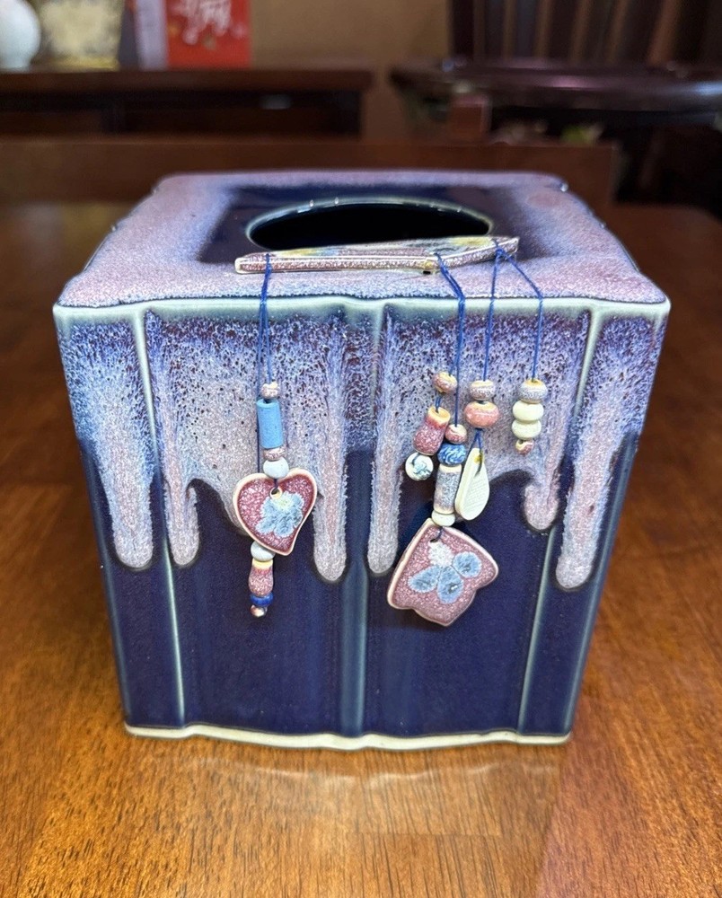 Handmade Studio Art Ceramic Tissue Box Cover