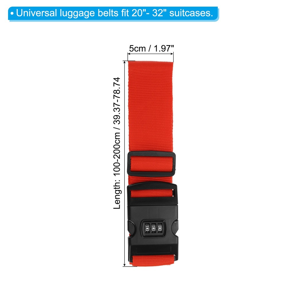 Luggage Straps with Combination Lock TSA Approved Red