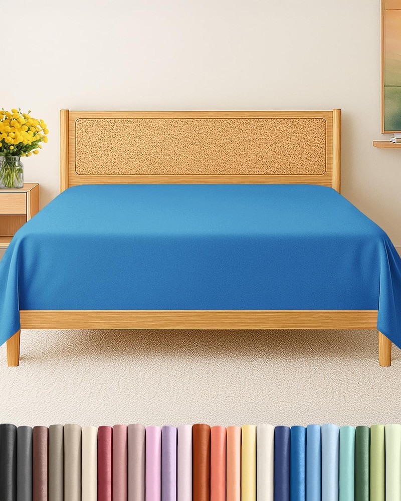 King Size Flat Sheet - Hotel Quality Top Flat Bed Sheet Only - Ultra-Soft, Br...