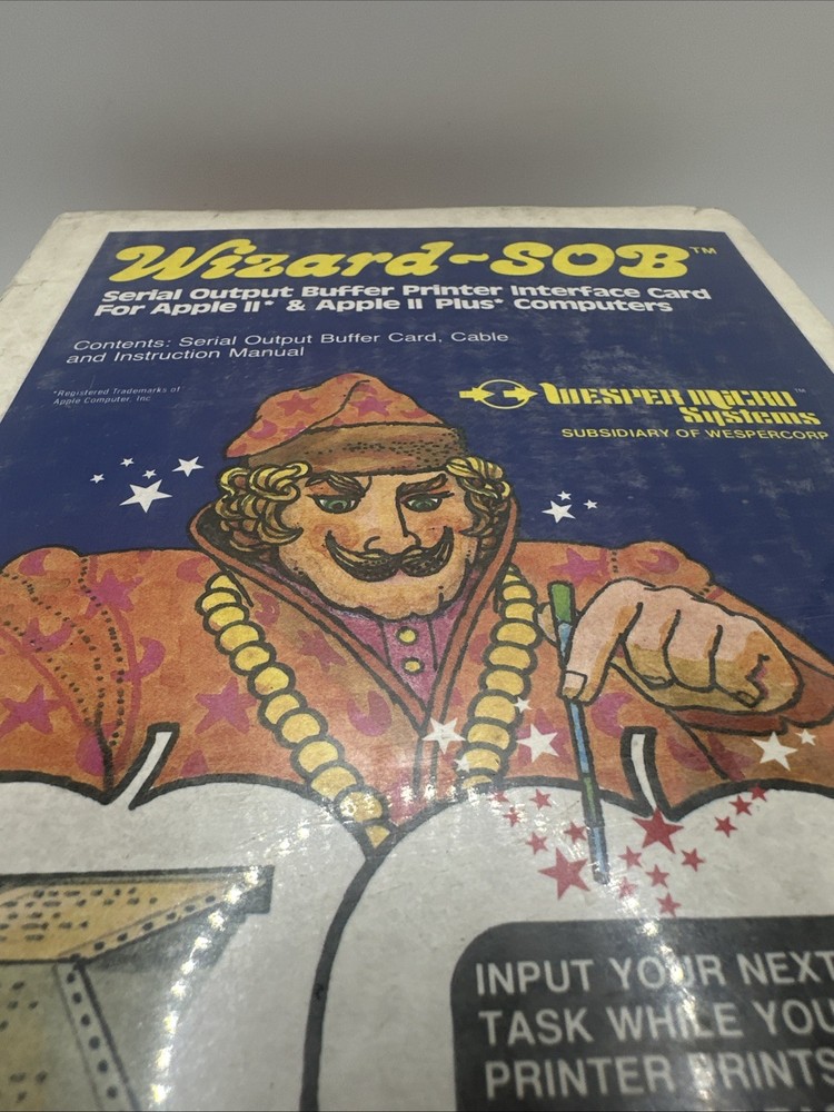 Vintage Wesper Micro Systems Wizard SOB Serial Output Buffer Card Apple II