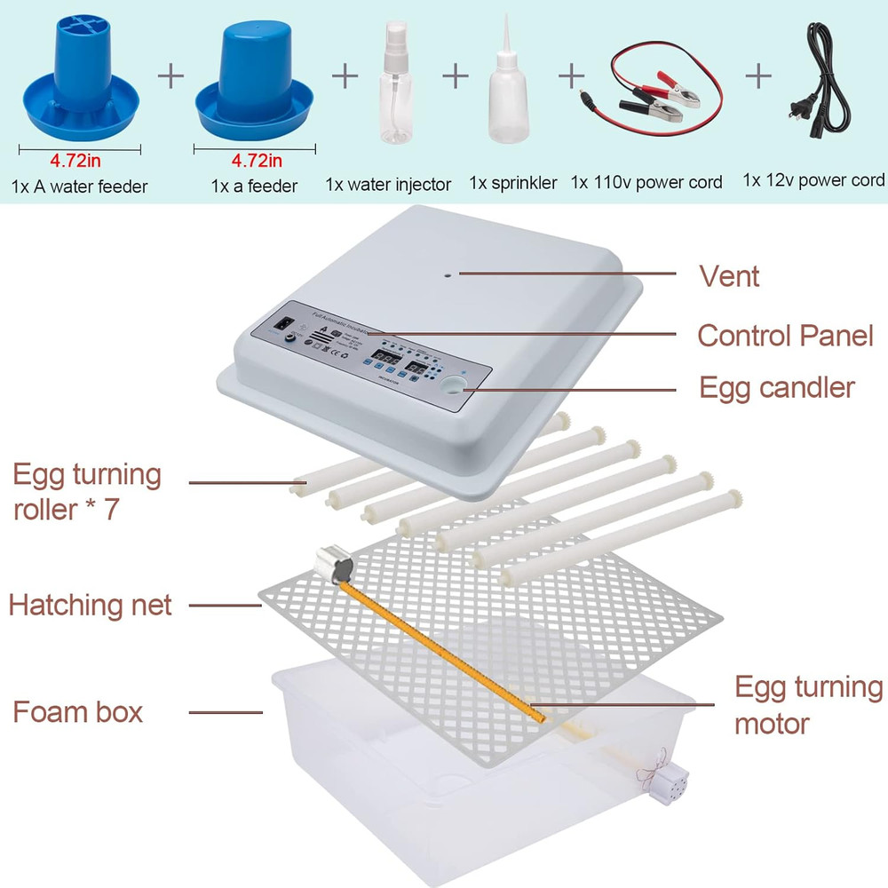 Incubators for Hatching Eggs, Egg Incubator with Automatic Egg Turning and Humid
