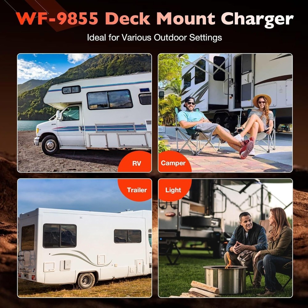 WF-9855 RV Converter 55 Amp Deck Power Converter Charger RV Trailer Camper 12V