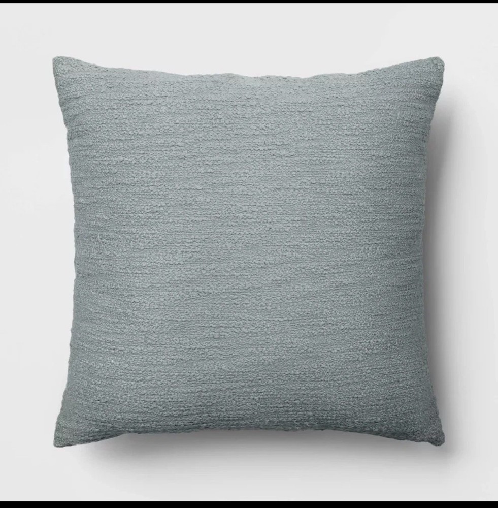 Oversized Square Cotton Boucle Reversible Throw Pillow with Linen Light